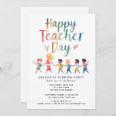 Tag der glücklichen Lehrerin Geburtstag Einladung (Vorne/Hinten)