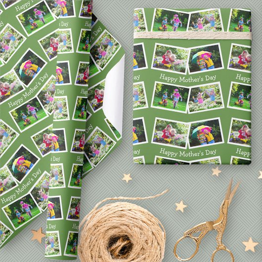 Tag der glücklichen Mütter - 4 Foto Collage Zigzag Geschenkpapier