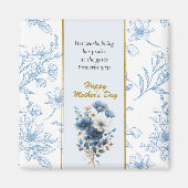 Tag der glücklichen Mütter des blauen Blütenblatte Magnet (Vorne)