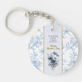 Tag der glücklichen Mütter des blauen Blütenblatte Schlüsselanhänger (Vorderseite)