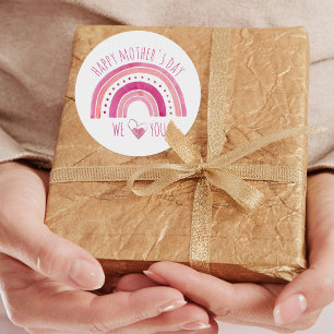 Tag der glücklichen Mütter Rosa Regenbogen Wir L Runder Aufkleber