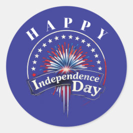 "Tag der glücklichen Unabhängigkeit" Feuerwerke un Runder Aufkleber