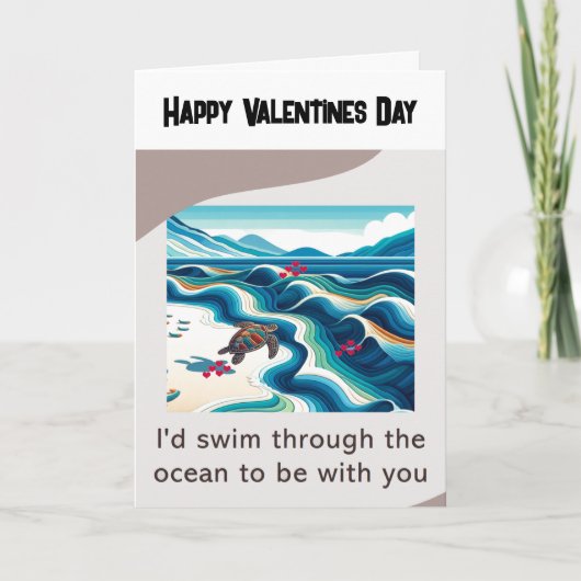 Tag der glücklichen Valentinen des Schildkrötenmee Feiertagskarte (Vorderseite)
