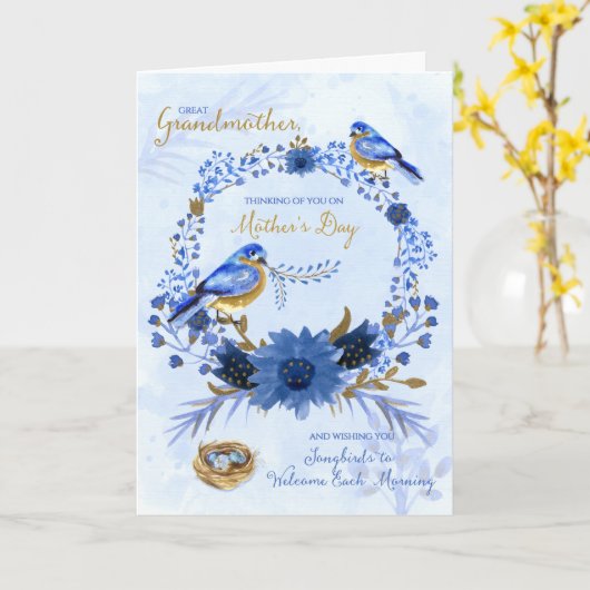 Tag der Großmutter Bluebirds Karte (Gelbe Blume)