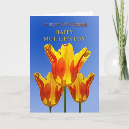 Tag der Großmutter, Tulpen voller Sonnenschein Karte (Vorderseite)