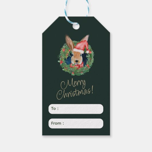 Tag der Grünen Weihnachtsgrün und Beige Geschenkanhänger (Vorderseite)