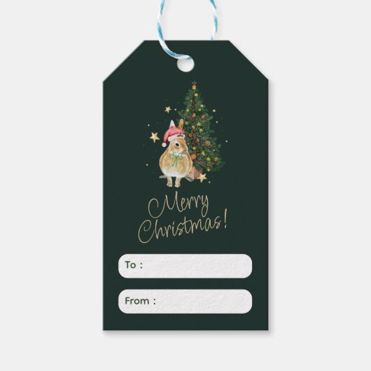 Tag der Grünen Weihnachtsgrün und Beige Geschenkanhänger (Vorderseite)