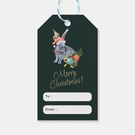 Tag der Grünen Weihnachtsgrün und Beige Geschenkanhänger (Vorderseite)