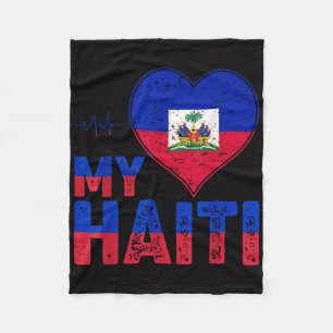 Tag der haitianischen Flagge Liebe Haiti Herz Hait Fleecedecke