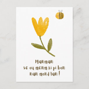 Tag der haitianischen Mutter : Blume und Biene im Postkarte