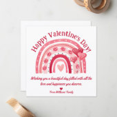 Tag der Happy Valentines, rosa bohelle Regenbogenh Mitteilungskarte (Vorderseite/Rückseite Beispiel)