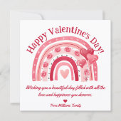 Tag der Happy Valentines, rosa bohelle Regenbogenh Mitteilungskarte (Vorderseite)