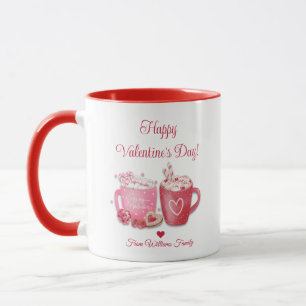 Tag der Happy Valentins, rosa heiße Schokolade nie Tasse