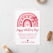 Tag der Happy Valentins, Rosa Regenbogenurlaub Mitteilungskarte (Vorderseite/Rückseite Beispiel)