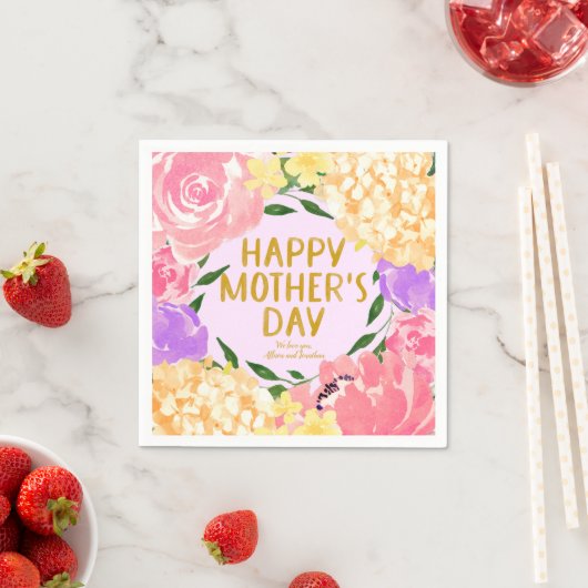 Tag der hellen farbenfrohen floralen glücklichen M Serviette (Beispiel)
