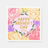 Tag der hellen farbenfrohen floralen glücklichen M Serviette (Vorderseite)