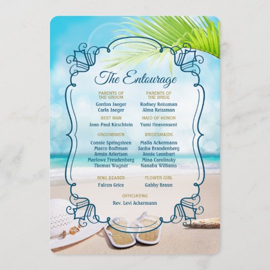 Tag der Hochzeit am Strand Programm (Rückseite)