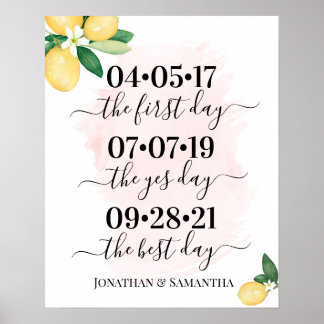 Tag der Hochzeit Ja Tag Pink Lemons Unterschreiben Poster