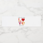 Tag der Hochzeitsfeier am benutzerdefinierten LIEB Wasserflaschenetikett (Einzelnes Label)