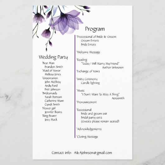 Tag der Hochzeitsfeier Foto & Blumen (Rückseite)