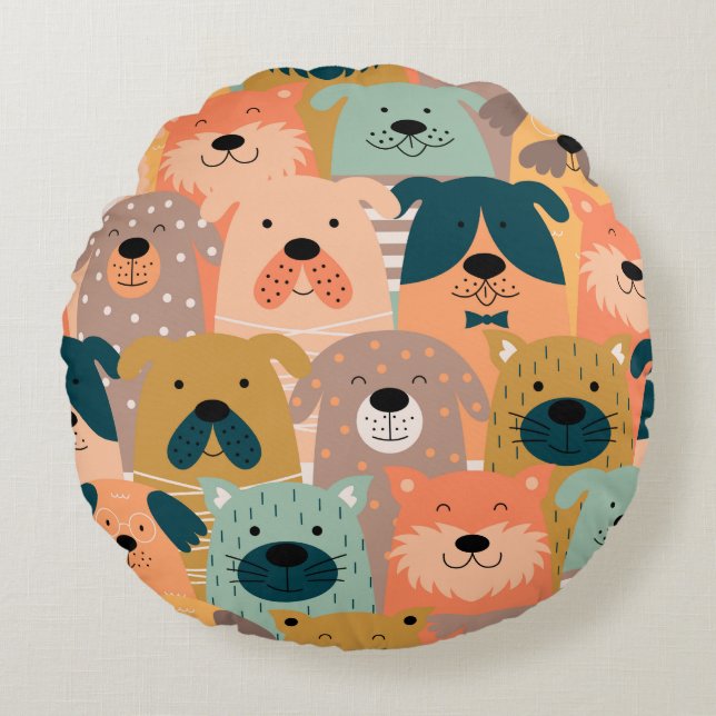 Tag der Hunde Rundes Kissen (Vorderseite)
