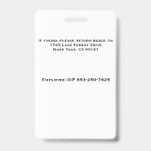 Tag der ID-Abzeichen Tag Abzeichen Weiß Ausweis (Rückseite)