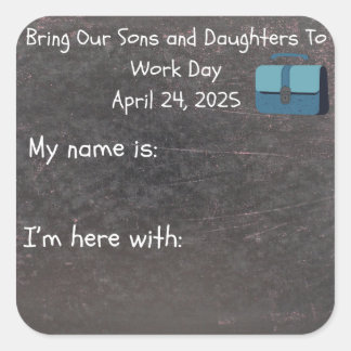 Tag der Kinderarbeit 2025 - Chalkboard-Name-Tag Quadratischer Aufkleber