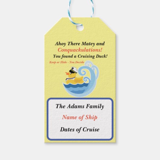 Tag der Kreuzfahrt Geschenkanhänger (Vorderseite)