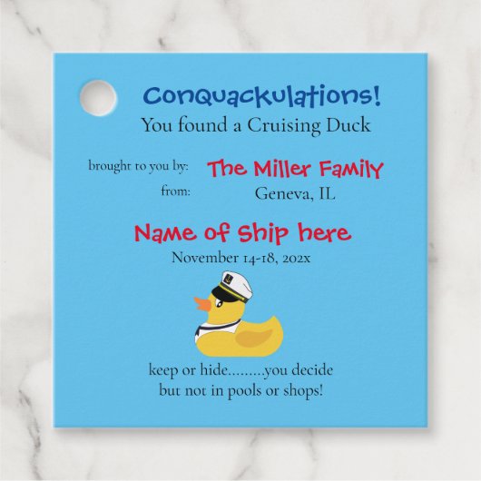 Tag der Kreuzfahrt Geschenkanhänger (Vorderseite)