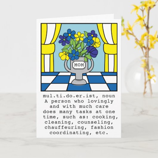 Tag der lustigen Mütter Karte (Gelbe Blume)