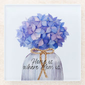 Tag der Mama mit Hydrangea-Untersetzer Glasuntersetzer (Vorderseite)