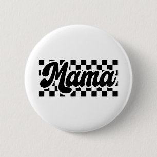 Tag der Mama Retro Vintage Frauen Checkered Mama Button