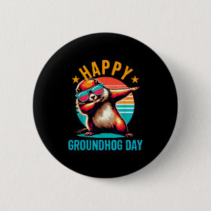 Tag der Murmeltier-Freude Dabbing Murmeltier Kinde Button