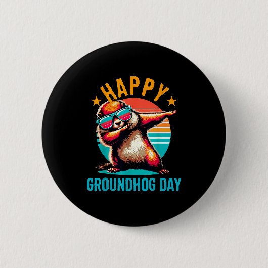 Tag der Murmeltier-Freude Dabbing Murmeltier Kinde Button (Vorderseite)