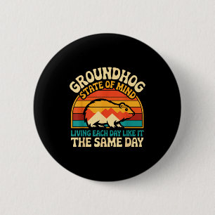 Tag der Murmeltier-Retro-Sonnenuntergang-Sarkasmus Button