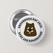 Tag der Murmeltiere 2026 mit Murmeltiergesicht Button (Vorne & Hinten)