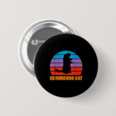 Tag der Murmeltiere Murmeltier Silhouette Retro Button (Vorne & Hinten)