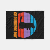 Tag der Murmeltiere Murmeltier Silhouette Retro Fleecedecke (Vorderseite (Horizontal))