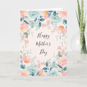 Tag der Mutter an der rosa und grünen Blumenrinde Karte