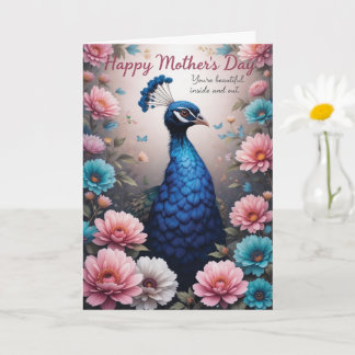 Tag der Mütter der Vintagen Pfau-Rose Karte