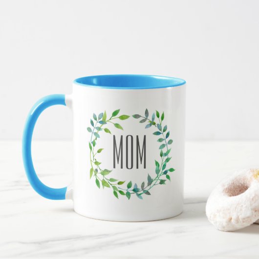 Tag der Mutter des Aquarell-der grüne Tasse (Mit Donut)