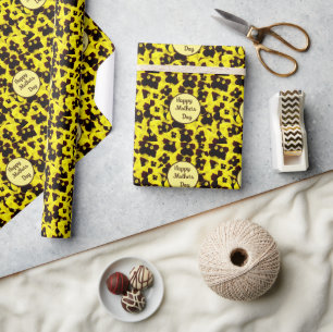 Tag der Mütter, gelb und braun, Geschenkpapier