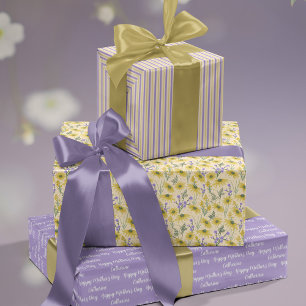 Tag der Mütter in Gelb und Lila Geschenkpapier Set