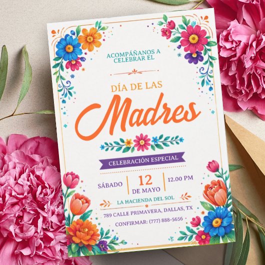 Tag der Mütter | Lateinamerikanischer Blumenstrauß Einladung