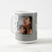 Tag der Mutter mit blühendem Foto | Grau Kaffeetasse (Vorderseite Links)