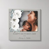 Tag der Mutter mit blühendem Foto | Grau Leinwanddruck (Vorderseite)
