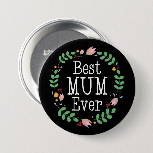 Tag der Mütter mit Blumenkranz Button (Vorne & Hinten)