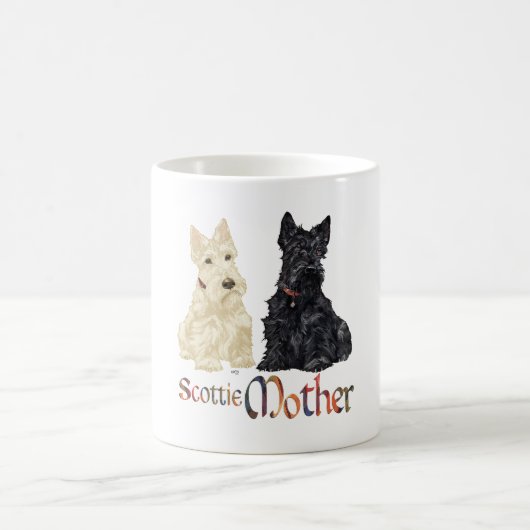 Tag der Mutter mit dem Wheaten & Black Scotties Kaffeetasse (Mittel)