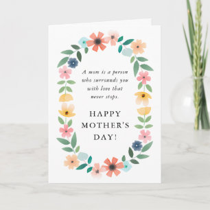 Tag der Mutter mit niedlichem Blumenkraut Karte