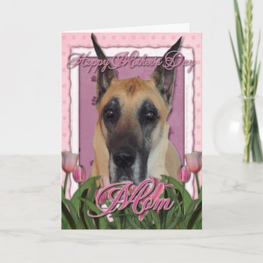 Tag der Mütter - Rosa Tulips - Great Dane Karte (Vorderseite)